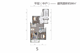 银河国际·君润府2室2厅1厨1卫建面98.00㎡