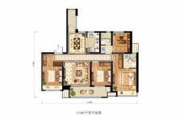 温州富力城4室2厅1厨2卫建面134.00㎡