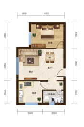 田园文苑1室2厅1厨1卫建面67.94㎡