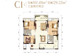 渝高星洲3室2厅1厨2卫建面129.22㎡