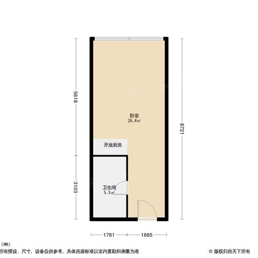 东城天坛金鱼池中街1号院 1室1厅 52.32㎡ 5000元
