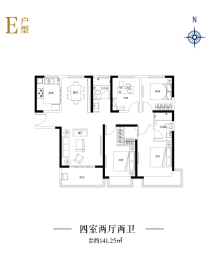 开元壹号4室2厅1厨2卫建面141.00㎡