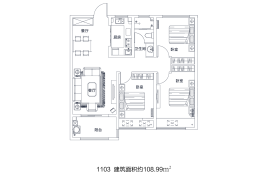 高晟·福润城3室2厅1厨1卫建面108.99㎡