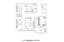 高晟·福润城3室2厅1厨1卫建面108.99㎡