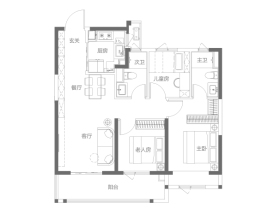 融创城3室2厅1厨2卫建面98.00㎡