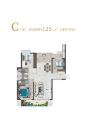 中铁逸园3室2厅1厨2卫建面125.00㎡