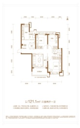 太原恒大珺睿3室2厅1厨1卫建面121.10㎡