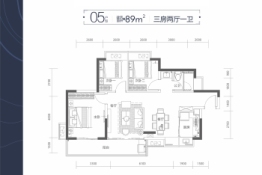 星河·璟悦公馆3室2厅1厨1卫建面89.00㎡