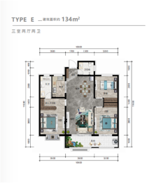 东亚国睿华庭3室2厅1厨2卫建面134.00㎡