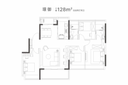 中海松湖璟尚4室2厅1厨2卫建面128.00㎡