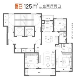 万科·潮鸣3室2厅1厨2卫建面125.00㎡