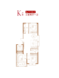 雅柏文一号公馆3室2厅1厨1卫建面111.56㎡