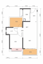 灿邦璟玥公馆1室2厅1厨1卫建面69.00㎡