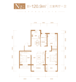 广安·东浦海岸3室2厅1厨1卫建面120.90㎡