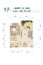 长青森林康养度假区1室2厅1厨1卫建面48.35㎡