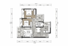 逸基乐天阁2室2厅1厨1卫建面85.00㎡