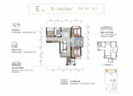 湾湖公馆4室2厅1厨2卫建面104.73㎡