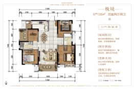 美的金科郡4室2厅1厨2卫建面135.00㎡