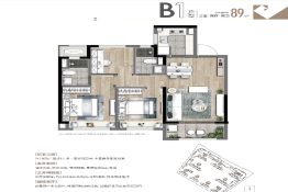 正荣润禾府3室2厅1厨1卫建面89.00㎡