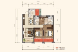 金博宜和园3室2厅1厨2卫建面131.00㎡