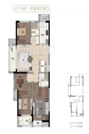 溪畔云境4室2厅1厨2卫建面118.00㎡