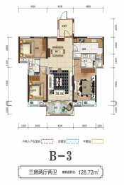 湘潭雅士林欣城3室2厅1厨2卫建面128.72㎡