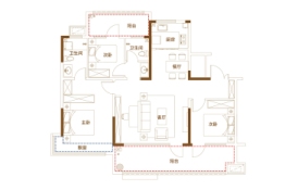 九巨龙龙城常青府3室2厅1厨2卫建面126.00㎡