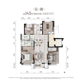 碧桂园·银河城·云麓4室2厅1厨2卫建面143.00㎡