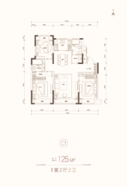 远创·文玺3室2厅1厨2卫建面125.00㎡