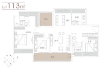 建面113平三房户型