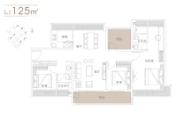 建面125平米三房户型