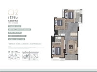 建面约129平米户型