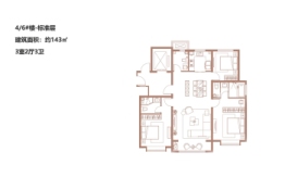 创宇·东望3室2厅1厨3卫建面143.00㎡