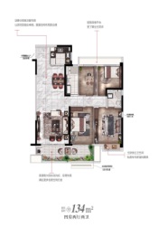 碧桂园观棠苑4室2厅1厨2卫建面134.00㎡