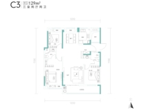 恺德光谷熙园建面约129平C3户型