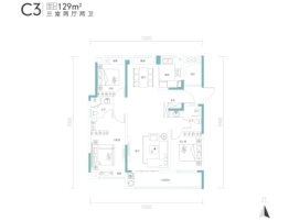 恺德光谷熙园3室2厅1厨2卫建面129.00㎡