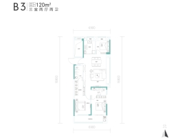 恺德光谷熙园3室2厅1厨2卫建面120.00㎡