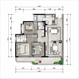 国宾上林栖3室2厅1厨2卫建面130.00㎡