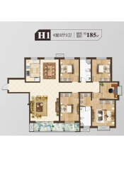 四季城4室2厅1厨2卫建面185.00㎡