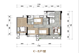 坤鸿天玺4室2厅1厨2卫建面109.00㎡