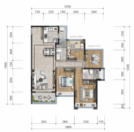 龙光龙湖·双龙天著4室2厅1厨2卫建面109.00㎡