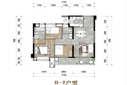 坤鸿天玺3室2厅1厨1卫建面89.00㎡