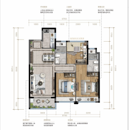 龙光龙湖·双龙天著3室2厅1厨2卫建面98.00㎡