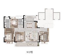 万科·溪望城4室2厅1厨2卫建面143.00㎡