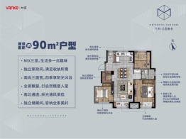 万科公园都会3室2厅1厨1卫建面90.00㎡