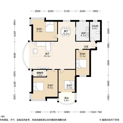 洛龙市政府天元在水一方170.53平方米 3室2厅2卫