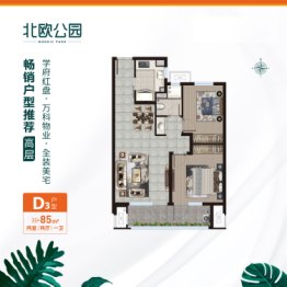 中瑞鼎峰北欧公园3室2厅1厨1卫建面85.00㎡