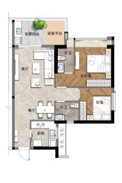 怡璟海岸雅园2室2厅1厨2卫建面82.00㎡