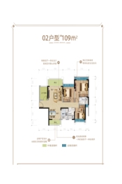 藏珑华府3室2厅1厨2卫建面109.00㎡