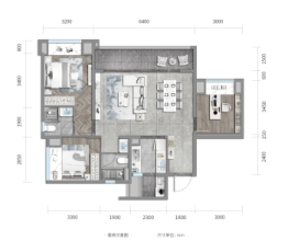 保利时区3室2厅1厨2卫建面99.00㎡